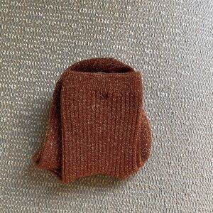 Sezane Brown Lurex Ribbed Knit Socks
